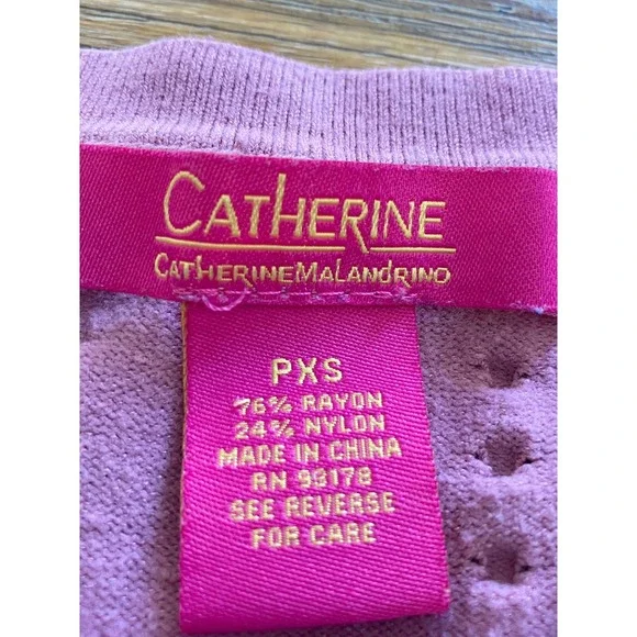 Catherine Malandrino Short‎ Sleeve Crew Neck Textured Knit Top Salmon Xsmall P - Picture 4 of 6